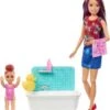 Barbie Skipper Babysitter Puppe (brünett), Spielset Mit Baby-Puppe & Badewanne