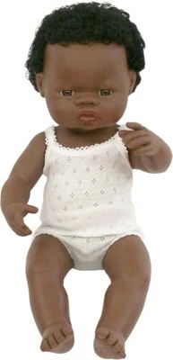 Miniland Babypuppe Junge, Schwarzhaarig, 38 Cm