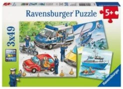 Ravensburger 3er Set Puzzle, Je 49 Teile, 21x21 Cm, Polizeieinsatz