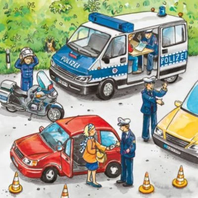 Ravensburger 3er Set Puzzle, Je 49 Teile, 21x21 Cm, Polizeieinsatz 2 Ravensburger 3er Set Puzzle, Je 49 Teile, 21x21 Cm, Polizeieinsatz – Bild 2