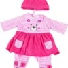 BAYER Kleider Für Puppen 33-38 Cm: 3-tlg. - Kleid, Hose, Mütze, Rosa/pink