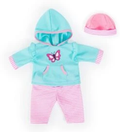 BAYER Kleider Für Puppen 33-38 Cm: 3-tlg. Set - Hose, Oberteil, Mütze, Türkis/rosa