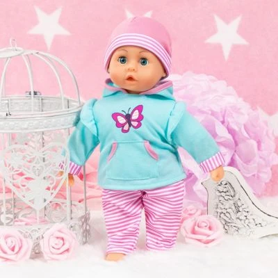 BAYER Kleider Für Puppen 33-38 Cm: 3-tlg. Set - Hose, Oberteil, Mütze, Türkis/rosa 3 BAYER Kleider Für Puppen 33-38 Cm: 3-tlg. Set - Hose, Oberteil, Mütze, Türkis/rosa – Bild 3