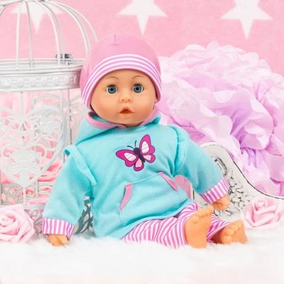 BAYER Kleider Für Puppen 33-38 Cm: 3-tlg. Set - Hose, Oberteil, Mütze, Türkis/rosa 4 BAYER Kleider Für Puppen 33-38 Cm: 3-tlg. Set - Hose, Oberteil, Mütze, Türkis/rosa – Bild 4