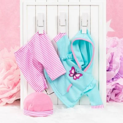 BAYER Kleider Für Puppen 33-38 Cm: 3-tlg. Set - Hose, Oberteil, Mütze, Türkis/rosa 5 BAYER Kleider Für Puppen 33-38 Cm: 3-tlg. Set - Hose, Oberteil, Mütze, Türkis/rosa – Bild 5