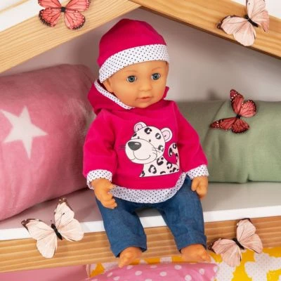 BAYER Kleider Für Puppen 33-38 Cm: 3-tlg. Set - Hose, Oberteil, Mütze, Blau/pink 4 BAYER Kleider Für Puppen 33-38 Cm: 3-tlg. Set - Hose, Oberteil, Mütze, Blau/pink – Bild 4