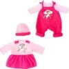BAYER Kleider Für Puppen 33-38 Cm: 4-tlg. Set - Latzhose, Oberteil, Mütze, Kleid, Rosa/pink