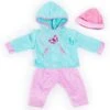 BAYER Kleider Für Puppen 40-46 Cm: 3-tlg. - Hose, Oberteil, Mütze, Türkis/rosa