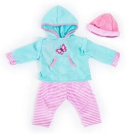 BAYER Kleider Für Puppen 40-46 Cm: 3-tlg. - Hose, Oberteil, Mütze, Türkis/rosa