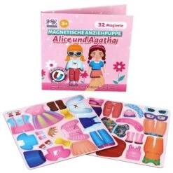 MAGNIKON Magnetspiel "Alices Häuschen", Magnetische Anziehpuppe & Modepuppe