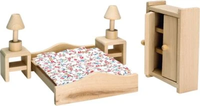 Beluga Puppenhausmöbel Aus Holz - Schlafzimmer 1 Beluga Puppenhausmöbel Aus Holz - Schlafzimmer