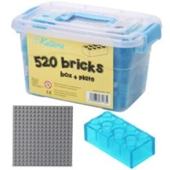 Katara Bausteine Box-Set Mit 520 Steinen + Platte + Box, 100% Kompatibel LEGO®, Sluban, Papimax, Q-Bricks Und Mehr Steckbausteine