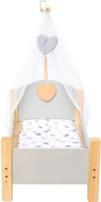 MyToys ORIGINALS Holz Puppenbett, Grau Mit Bettwäsche 4 MyToys ORIGINALS Holz Puppenbett, Grau Mit Bettwäsche – Bild 4