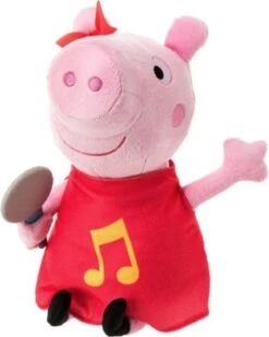 Hasbro Peppa Pig Grunz-mit-mir-Peppa, Singende Plüschpuppe Mit Rotem Kleid Und Schleife, Singt 3 Lieder Aus Der Serie, Ab 3 Jahren Geeignet