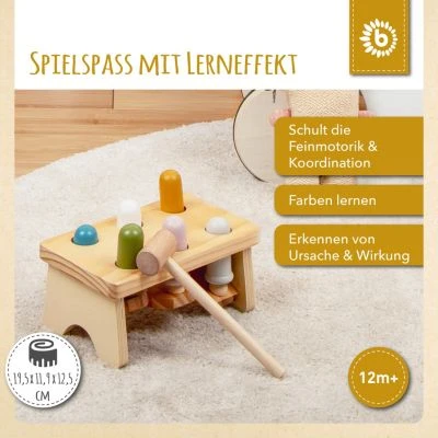 Bieco Klopfbank Buntes Holz Hammerspiel Baby Klopfer Hammer Spielzeug Ab 1 Jahr Werkbänke 2 Bieco Klopfbank Buntes Holz Hammerspiel Baby Klopfer Hammer Spielzeug Ab 1 Jahr Werkbänke – Bild 2