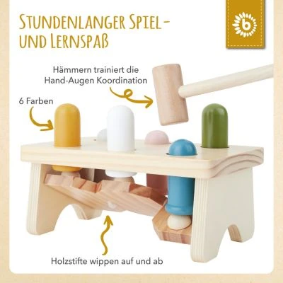 Bieco Klopfbank Buntes Holz Hammerspiel Baby Klopfer Hammer Spielzeug Ab 1 Jahr Werkbänke 3 Bieco Klopfbank Buntes Holz Hammerspiel Baby Klopfer Hammer Spielzeug Ab 1 Jahr Werkbänke – Bild 3