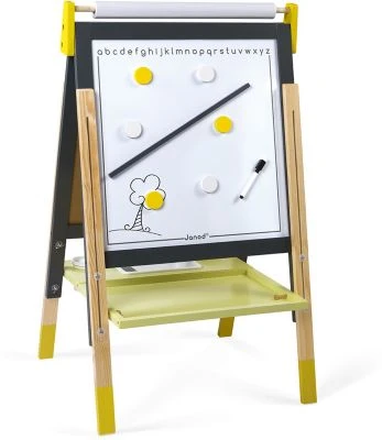 Janod Magnet- Und Kreidetafel Mit Zubehör, Gelb/grau 4 Janod Magnet- Und Kreidetafel Mit Zubehör, Gelb/grau – Bild 4