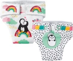 Heless Puppen-Stoffwindeln "Pinguin Pünktchen", 2 Stück, Gr. 28-35 Cm