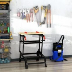 HOMCOM Werkbank Faltbares Design, Aufgedrucktes Lineal, 4 Verstellbare Drehzapfen Und 2 Kurbelarme 9 HOMCOM Werkbank Faltbares Design, Aufgedrucktes Lineal, 4 Verstellbare Drehzapfen Und 2 Kurbelarme -Spielzeugladen 23695064 04