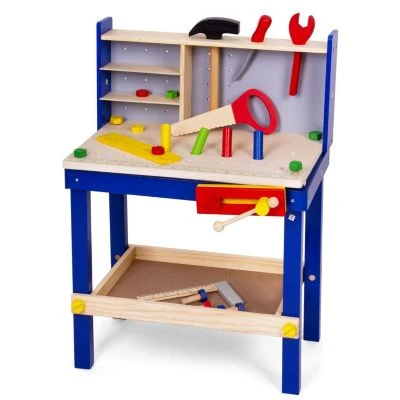 LEO & EMMA Werkbank Holz Kinderwerkbank Mit Werkzeug Aus Holz, Blau Lackiert, 50tlg 1 LEO & EMMA Werkbank Holz Kinderwerkbank Mit Werkzeug Aus Holz, Blau Lackiert, 50tlg