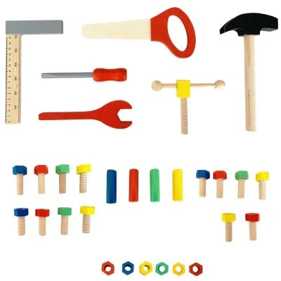 LEO & EMMA Werkbank Holz Kinderwerkbank Mit Werkzeug Aus Holz, Blau Lackiert, 50tlg 2 LEO & EMMA Werkbank Holz Kinderwerkbank Mit Werkzeug Aus Holz, Blau Lackiert, 50tlg – Bild 2