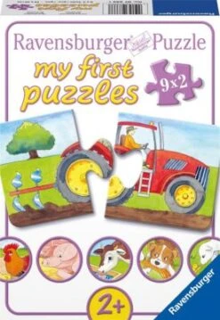 Ravensburger 9er Set Puzzle, Je 2 Teile, 18x 10 Cm, Auf Dem Bauernhof