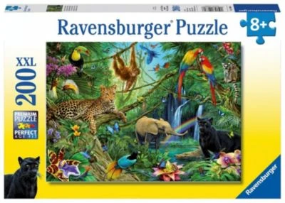Ravensburger Puzzle, 200 Teile XXL, 49x36 Cm, Tiere Im Dschungel 1 Ravensburger Puzzle, 200 Teile XXL, 49x36 Cm, Tiere Im Dschungel