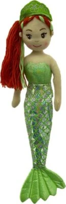 Sweety-Toys 13371 Stoffpuppe Meerjungfrau Mit Schwanzflosse Grün, 45 Cm