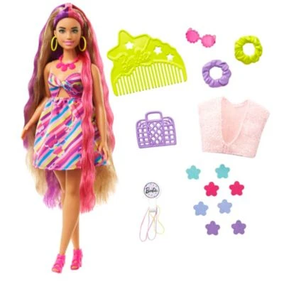 Barbie Totally Hair Puppe (blond/pinke Haare) Inkl. Styling-Zubehör 1 Barbie Totally Hair Puppe (blond/pinke Haare) Inkl. Styling-Zubehör