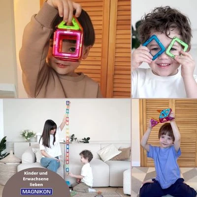 MAGNIKON Magnetische Bausteine, Magnetbau-Set Der Start, 14-Teilig, Standardgröße, Konstruktion Blöcke, Magnetbaukästen, Konstruktionsspielzeug, Magnetbausteine 2 MAGNIKON Magnetische Bausteine, Magnetbau-Set Der Start, 14-Teilig, Standardgröße, Konstruktion Blöcke, Magnetbaukästen, Konstruktionsspielzeug, Magnetbausteine – Bild 2