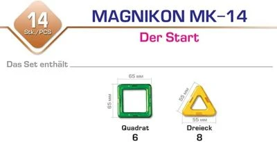 MAGNIKON Magnetische Bausteine, Magnetbau-Set Der Start, 14-Teilig, Standardgröße, Konstruktion Blöcke, Magnetbaukästen, Konstruktionsspielzeug, Magnetbausteine 6 MAGNIKON Magnetische Bausteine, Magnetbau-Set Der Start, 14-Teilig, Standardgröße, Konstruktion Blöcke, Magnetbaukästen, Konstruktionsspielzeug, Magnetbausteine – Bild 6