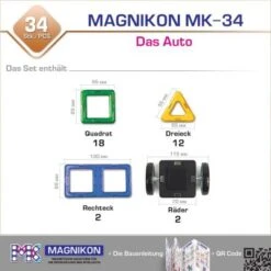 MAGNIKON Magnetische Bausteine “Das Auto” - Magnetbau-Set 34-teilig, Magnetbausteine, Ideal Als Konstruktionsspielzeug Zur Förderung Von Kreativität & Motorik, Spielzeug Für Kinder Ab 3 Jahre 8 MAGNIKON Magnetische Bausteine “Das Auto” - Magnetbau-Set 34-teilig, Magnetbausteine, Ideal Als Konstruktionsspielzeug Zur Förderung Von Kreativität & Motorik, Spielzeug Für Kinder Ab 3 Jahre -Spielzeugladen 26578557 03