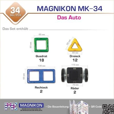 MAGNIKON Magnetische Bausteine “Das Auto” - Magnetbau-Set 34-teilig, Magnetbausteine, Ideal Als Konstruktionsspielzeug Zur Förderung Von Kreativität & Motorik, Spielzeug Für Kinder Ab 3 Jahre 3 MAGNIKON Magnetische Bausteine “Das Auto” - Magnetbau-Set 34-teilig, Magnetbausteine, Ideal Als Konstruktionsspielzeug Zur Förderung Von Kreativität & Motorik, Spielzeug Für Kinder Ab 3 Jahre – Bild 3