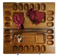 LOGOPLAY Kalaha Spiel Für 2 Bis 4 Spieler - Spielfeld 38 X 39 Cm - Mit Edelsteinen