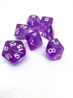 Dice4friends 7-tlg. RPG Würfelset Transparent: Purple 2 Dice4friends 7-tlg. RPG Würfelset Transparent: Purple – Bild 2