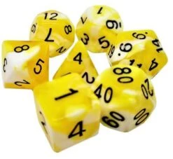 Dice4friends 7-tlg. RPG Würfelset: Racing Yellow/White