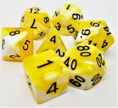 Dice4friends 7-tlg. RPG Würfelset: Racing Yellow/White 2 Dice4friends 7-tlg. RPG Würfelset: Racing Yellow/White – Bild 2