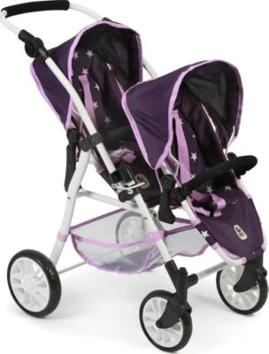 CHIC 2000 Tandem-Buggy Puppenzwillingswagen TWINNY, Stars Lila 1 CHIC 2000 Tandem-Buggy Puppenzwillingswagen TWINNY, Stars Lila