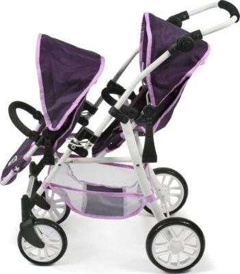 CHIC 2000 Tandem-Buggy Puppenzwillingswagen TWINNY, Stars Lila 2 CHIC 2000 Tandem-Buggy Puppenzwillingswagen TWINNY, Stars Lila – Bild 2