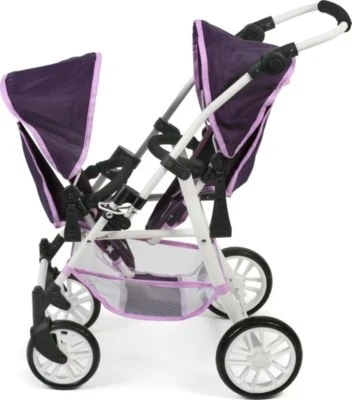 CHIC 2000 Tandem-Buggy Puppenzwillingswagen TWINNY, Stars Lila 3 CHIC 2000 Tandem-Buggy Puppenzwillingswagen TWINNY, Stars Lila – Bild 3