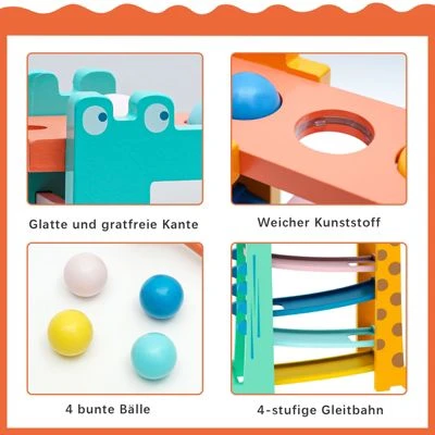 BeebeeRun® 3 In 1 Kugelbahn & Xylophon & Klopfbank Giraffe Holzspielzeug 4 BeebeeRun® 3 In 1 Kugelbahn & Xylophon & Klopfbank Giraffe Holzspielzeug – Bild 4