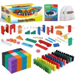Calmado Dominosteine: 1000 Domino Steine Aus Holz - Spiel Für Kinder - Giga Edition Inkl. Tasche