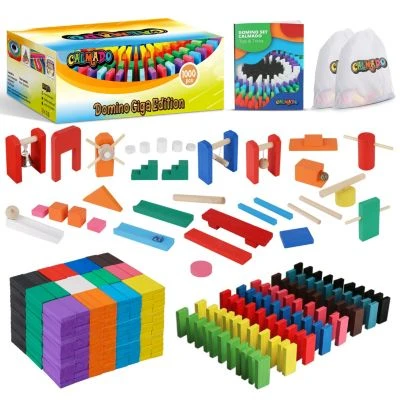 Calmado Dominosteine: 1000 Domino Steine Aus Holz - Spiel Für Kinder - Giga Edition Inkl. Tasche 1 Calmado Dominosteine: 1000 Domino Steine Aus Holz - Spiel Für Kinder - Giga Edition Inkl. Tasche