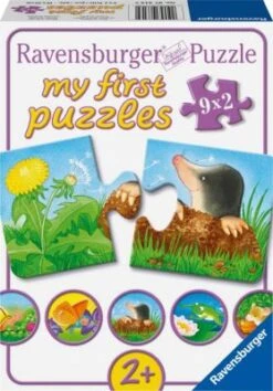 Ravensburger 9er Set Puzzle, Je 2 Teile, 18x 10 Cm, Tiere Im Garten