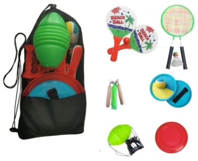 L.A. Sports Garten & Strandspiele Set Beachball Klettball Frisbee Mini-Badminton Boing Ball 1 L.A. Sports Garten & Strandspiele Set Beachball Klettball Frisbee Mini-Badminton Boing Ball