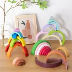 Debuy Holzbausteine Für Kinder Regenbogen Bausteinspielzeug Für Kinder -Spielzeugladen 30145952 04