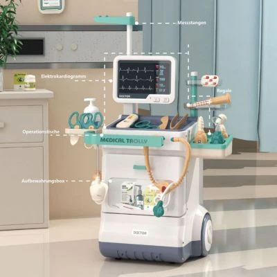 Syntek Kindersanitätskastenwagen Spielzeugset Arzt-Wagen Spielzeug Kinder Elektronisches Doktor-Trolley 2 Syntek Kindersanitätskastenwagen Spielzeugset Arzt-Wagen Spielzeug Kinder Elektronisches Doktor-Trolley – Bild 2