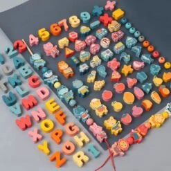 Enbaoxin Threading Perlen Spiel Pädagogisches Spielzeug Für Baby Kinder Kinder Cartoon Tiere Obst Anzahl Brief Holz Spielzeug Bespannen -Spielzeugladen 30437222 03