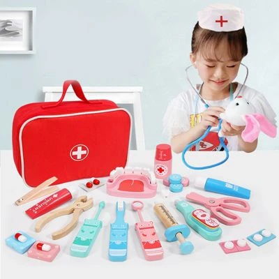 Enbaoxin Holzsimulation Arzt Spielzeugset Kinderkrankenschwester-Stoff-Arzt-Spielzeug 3 Enbaoxin Holzsimulation Arzt Spielzeugset Kinderkrankenschwester-Stoff-Arzt-Spielzeug – Bild 3