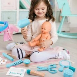 Enbaoxin Anziehspielzeug Aus Holz Pflegeset Hölzerne Simulation Kinderfriseur Set -Spielzeugladen 31117836 03
